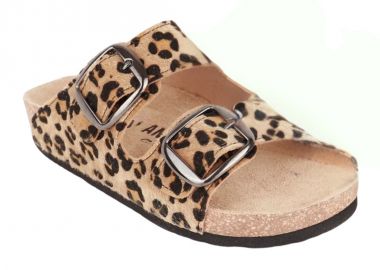 Γυναικείες Ανατομικές Δερμάτινες Παντόφλες | VESNA | 880410 | Λεοπάρ - Υφαντίδης - 